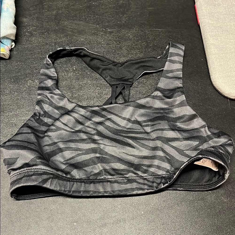 Girls Black Zebra Print Sports Bra
